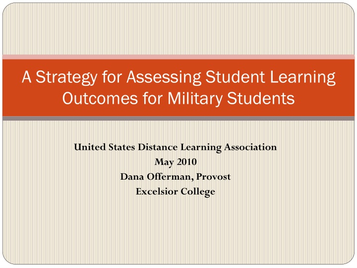 a strategy for assessing student learning outcomes for military students