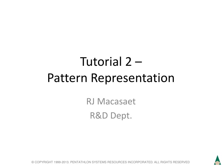 tutorial 2 pattern representation