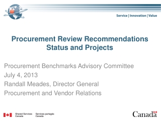 Procurement Review Recommendations Status and Projects