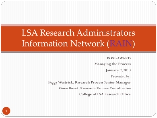 LSA Research Administrators Information Network ( RAIN )