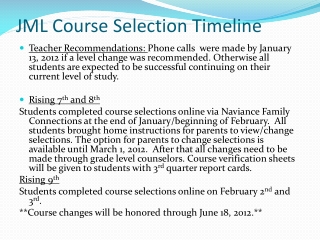 JML Course Selection Timeline