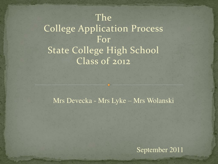 the college application process for state college high school class of 2012