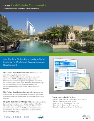 Features Available Today : Online Real-Estate Forms and Instructions Online Approvals with RERA