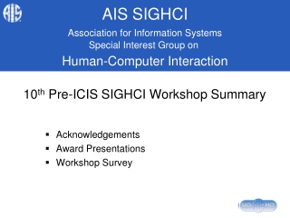 10 th Pre-ICIS SIGHCI Workshop Summary