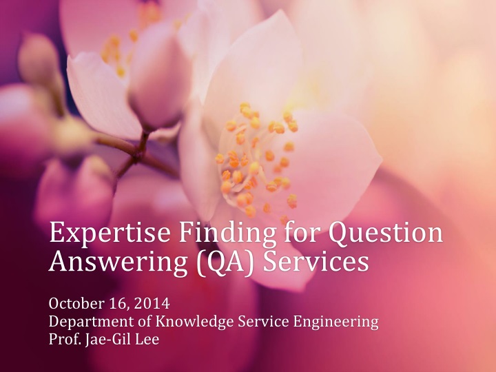expertise finding for question answering qa services