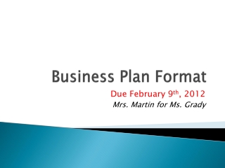 Business Plan Format
