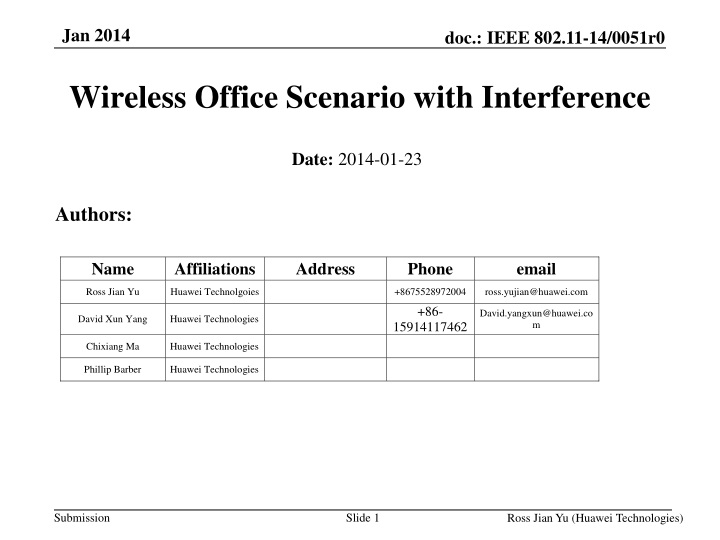 wireless office scenario with interference