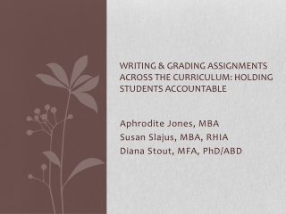 Writing &amp; Grading Assignments Across the Curriculum: Holding Students Accountable