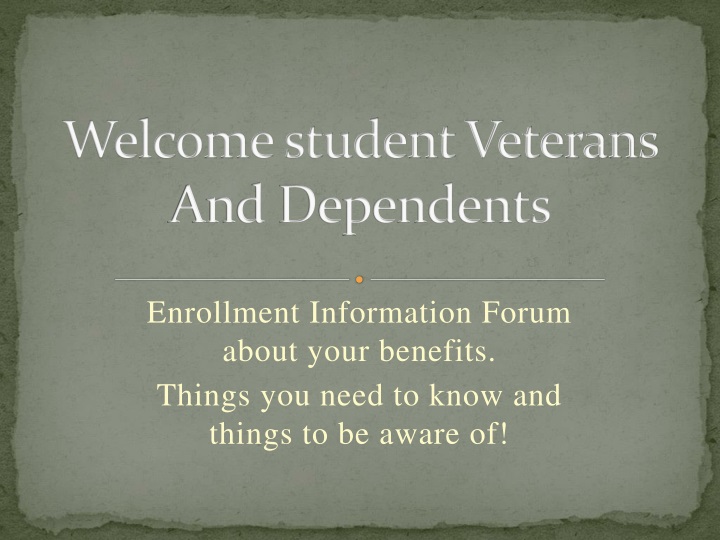 welcome student veterans and dependents
