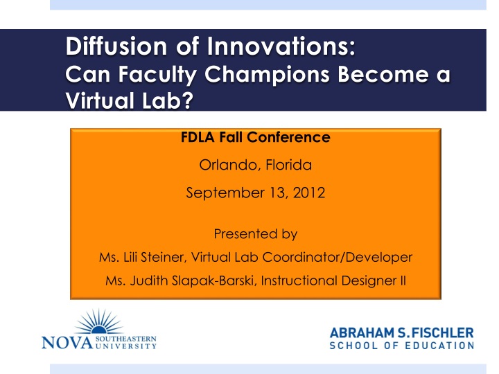 diffusion of innovations can faculty champions become a virtual lab