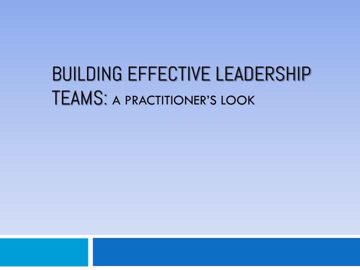building effective leadership teams a practitioner s look