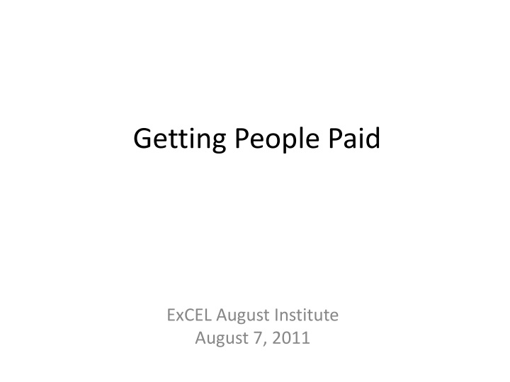 getting people paid