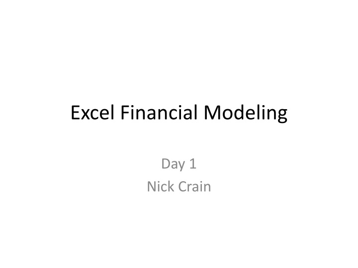 excel financial modeling