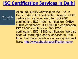 ISO Certification Consultants in Delhi