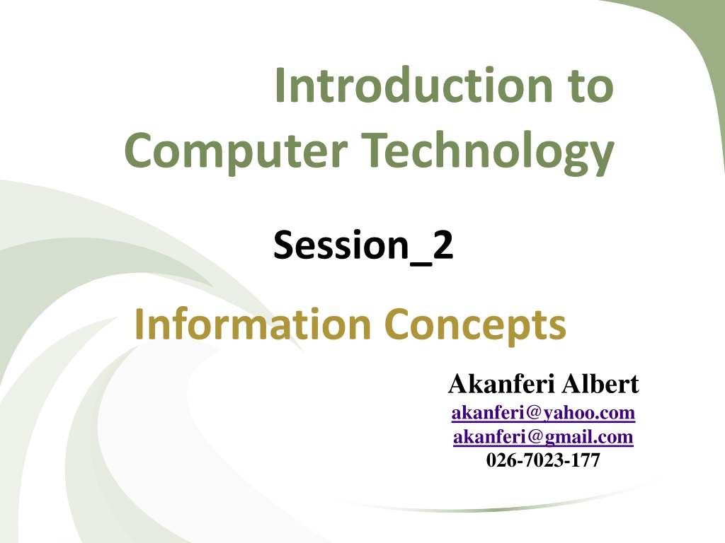 PPT - Introduction to Computer Technology PowerPoint Presentation, free ...