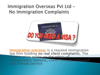 No Immigration Complaint - Immigration Overseas Pvt Ltd