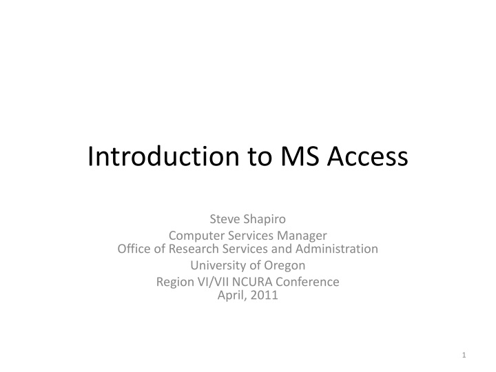 introduction to ms access