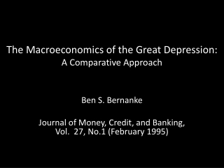 The Macroeconomics of the Great Depression: A Comparative Approach