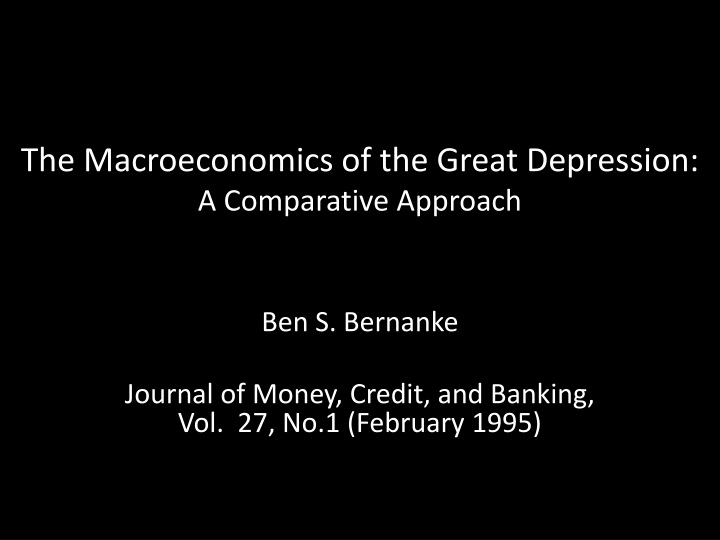 the macroeconomics of the great depression a comparative approach