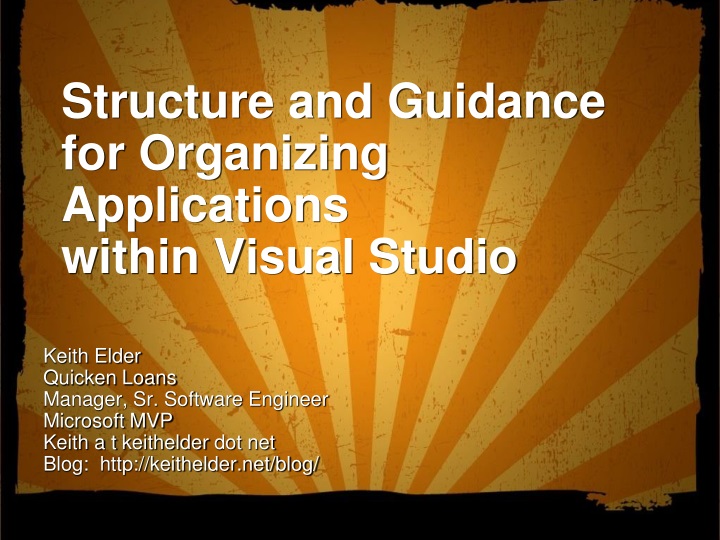 structure and guidance for organizing applications within visual studio