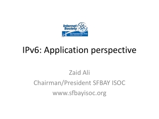 IPv6: Application perspective