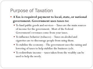 Purpose of Taxation