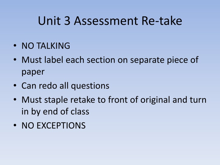 unit 3 assessment re take