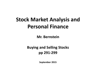 Stock Market Analysis and Personal Finance