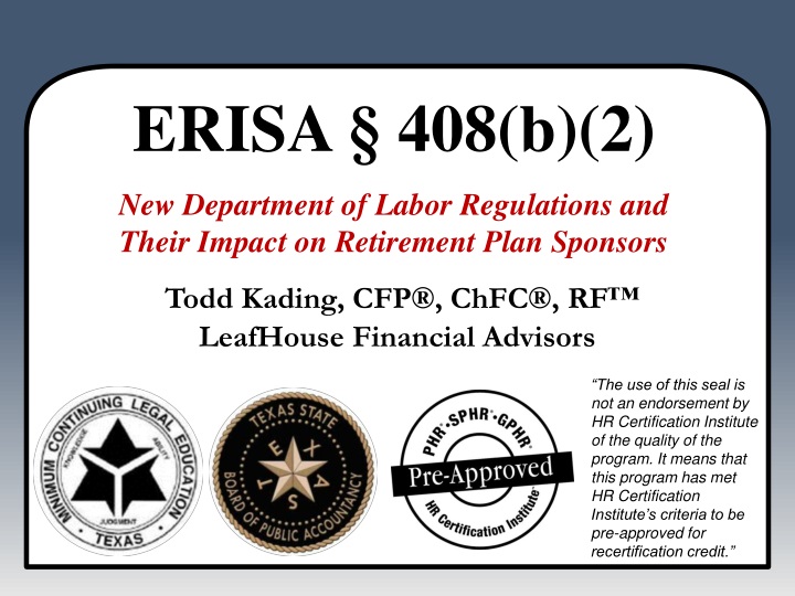 erisa 408 b 2 new department of labor regulations