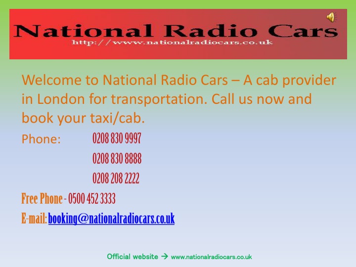 welcome to national radio cars a cab provider