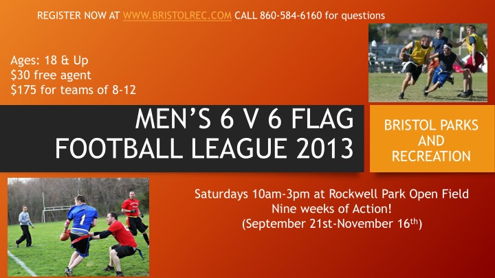 men s 6 v 6 flag football league 2013