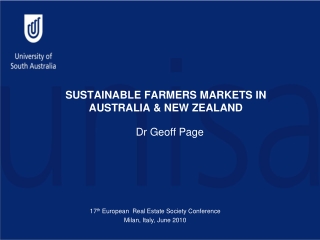 SUSTAINABLE FARMERS MARKETS IN AUSTRALIA &amp; NEW ZEALAND