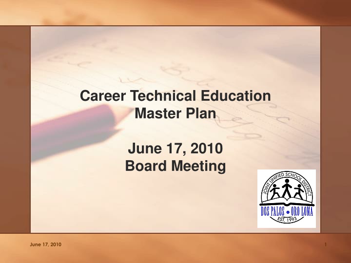 career technical education master plan june