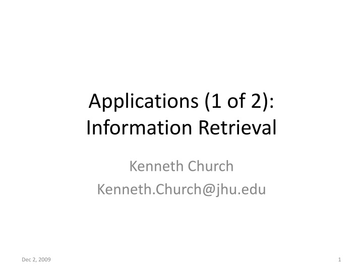 applications 1 of 2 information retrieval