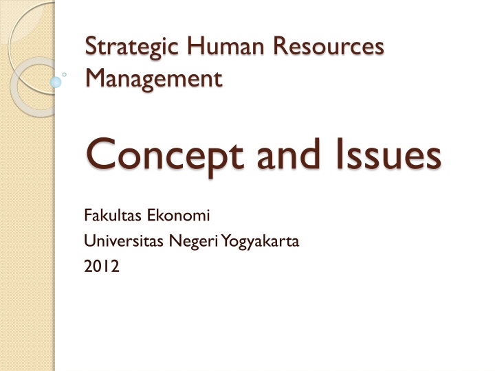 strategic human resources management concept and issues