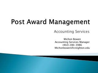 Post Award Management