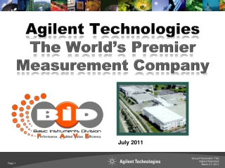 Agilent Technologies The World’s Premier Measurement Company