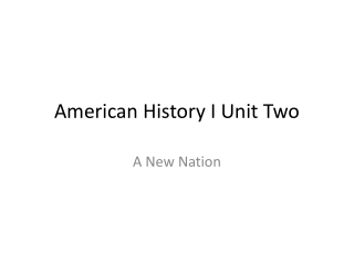 American History I Unit Two