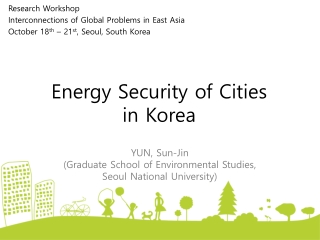 Energy Security of Cities in Korea