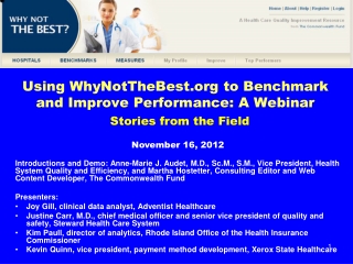 Using WhyNotTheBest to Benchmark and Improve Performance: A Webinar