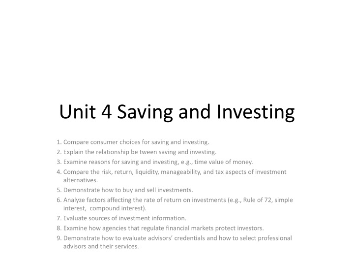 unit 4 saving and investing