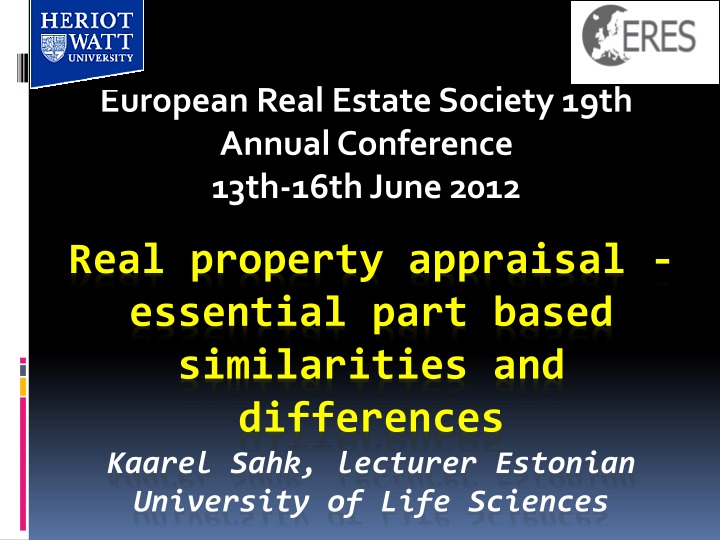 european real estate society 19th annual conference 13th 16th june 2012