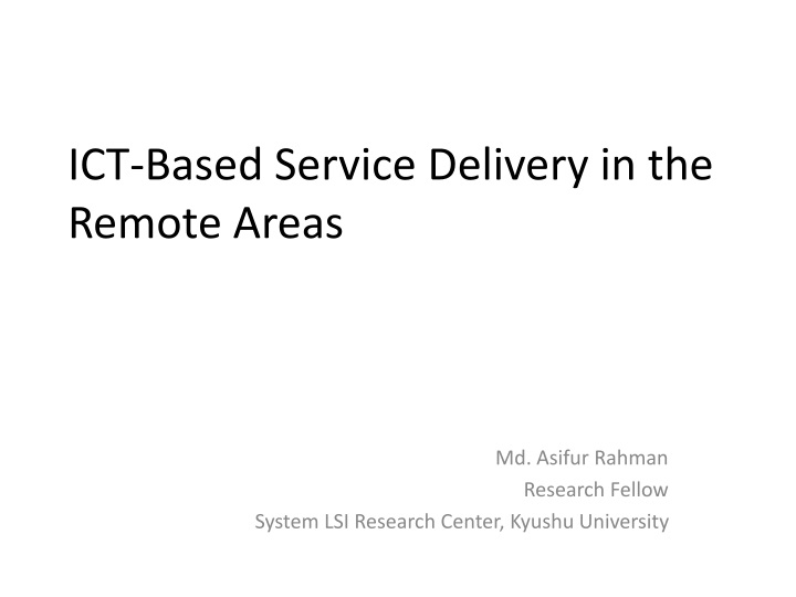 ict based service delivery in the remote areas