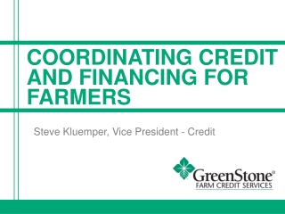 Coordinating credit and financing for farmers