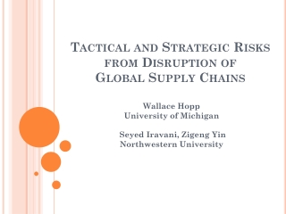Tactical and Strategic Risks from Disruption of Global Supply Chains