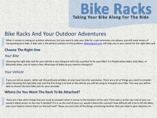 Bike Racks And Your Outdoor Adventures