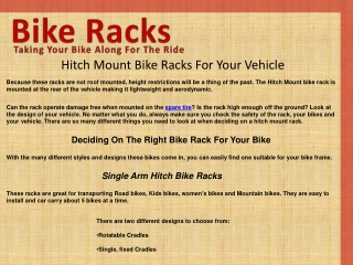 Hitch Mount Bike Racks For Your Vehicle