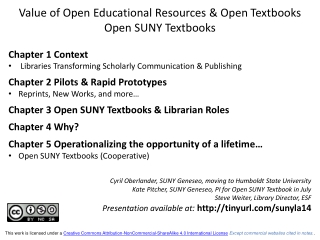 Value of Open Educational Resources &amp; Open Textbooks Open SUNY Textbooks