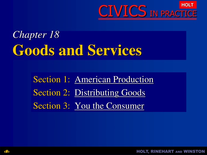 section 1 american production section 2 distributing goods section 3 you the consumer