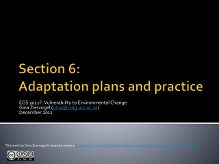 Section 6: Adaptation plans and practice
